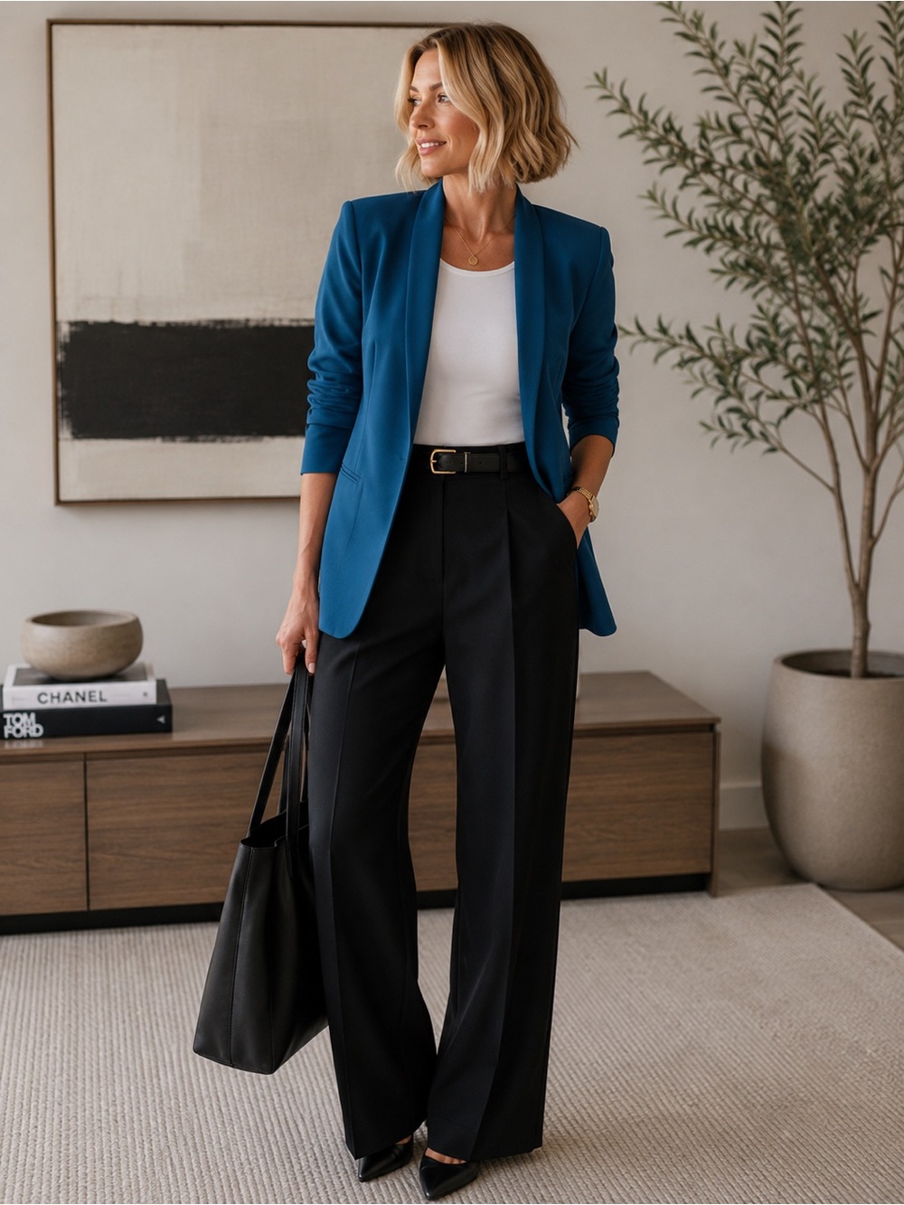 ZARA Teal Blue Open Front Blazer Size Medium